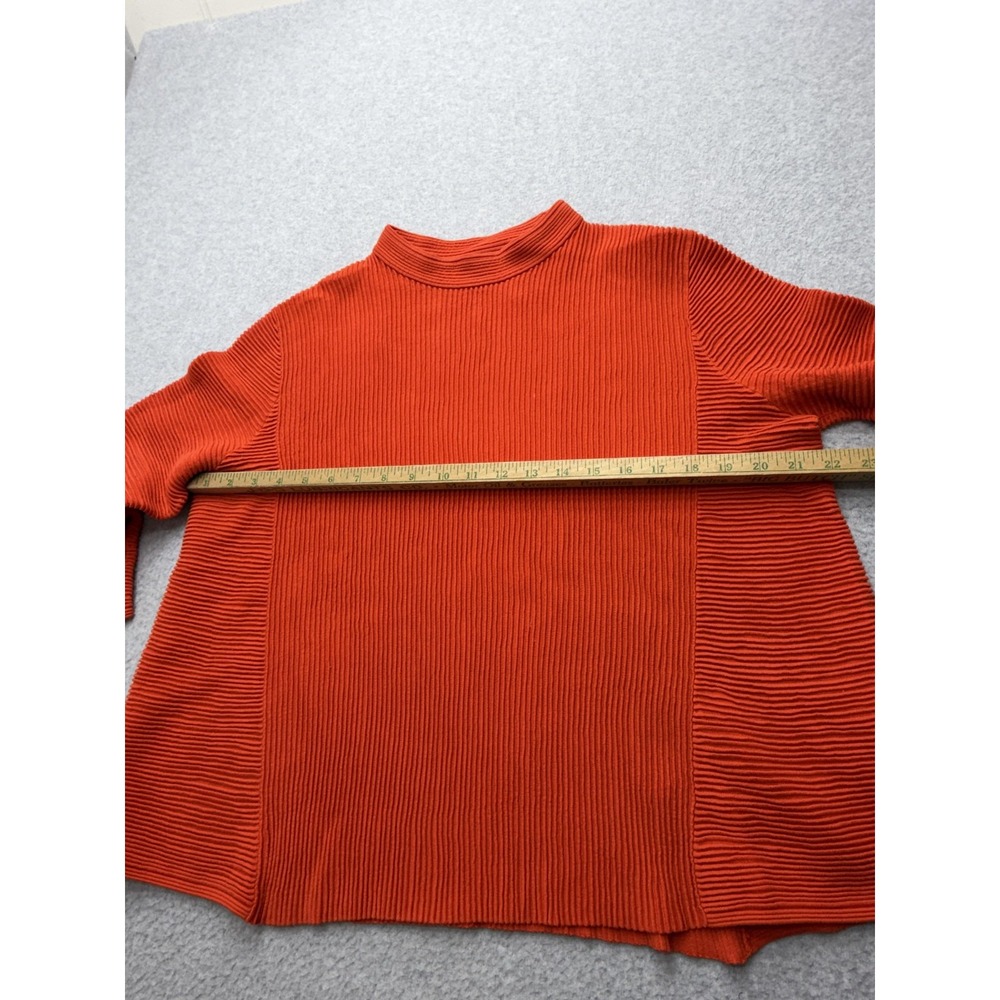 COS Women's Large Orange Ribbed Mock Neck Cotton Sweater Pullover Minimalist‎ - Picture 6 of 12